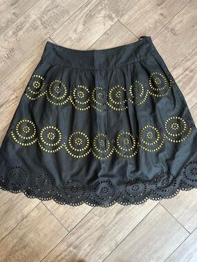 INC International Concepts Black Circle Skirt with Yellow Eyelet Detail